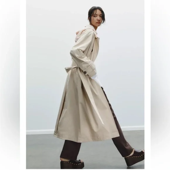 Zara Beige Trench Coat with scarf - Picture 3 of 13